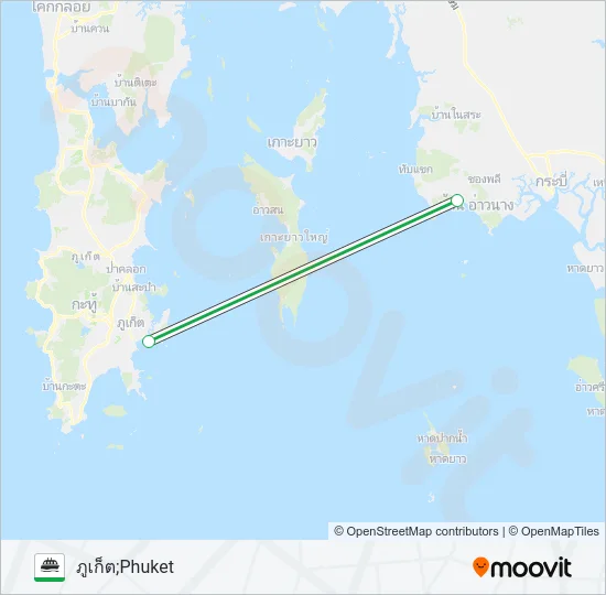 ท่าเรือหาดนพรัตน์ธาราฯ - เกาะพีพี - ศาลาด่าน - ภูเก็ต Ferry Line Map