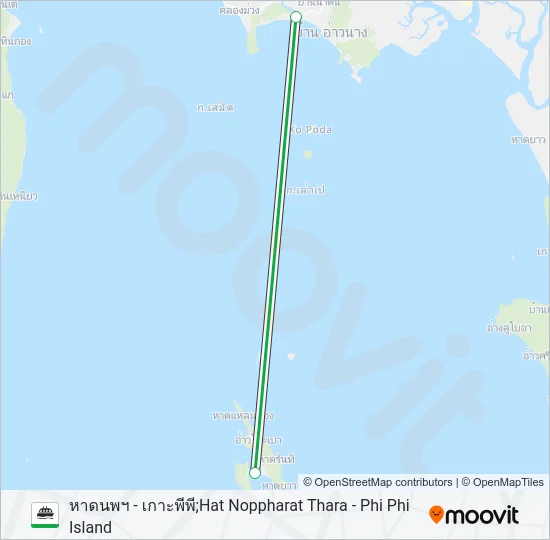 ท่าเรือหาดนพรัตน์ธาราฯ - เกาะพีพี - ศาลาด่าน - ภูเก็ต Ferry Line Map