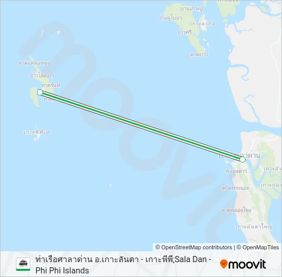 ท่าเรือศาลาด่าน อ.เกาะลันตา-เกาะพีพี Ferry Line Map