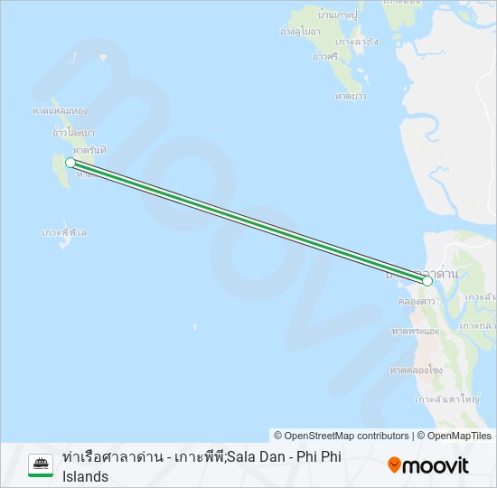 ท่าเรือศาลาด่าน - เกาะพีพี ferry Line Map