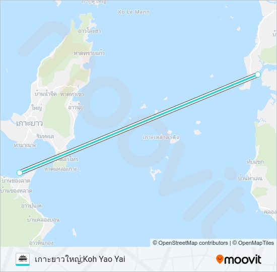 ท่าเรืออ่าวท่าเลน-เกาะยาว Ferry Line Map