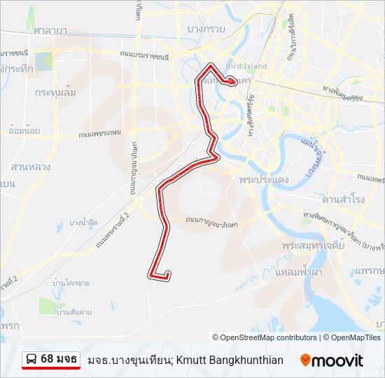 68 มจธ รถบัส แผนที่สายรถ