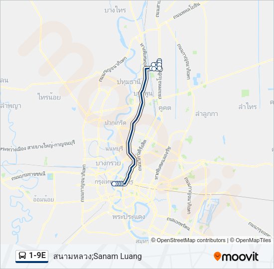 1-9E รถบัส แผนที่สายรถ
