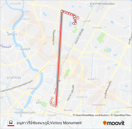 166 ศูนย์ราชการ Bus Line Map