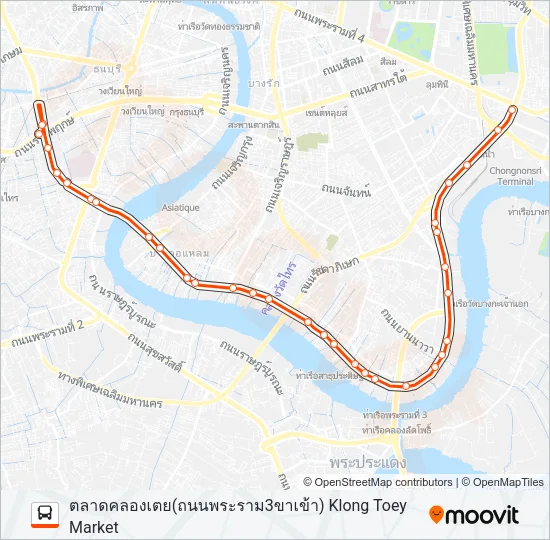 205 (ปอ.) (AC) Bus Line Map