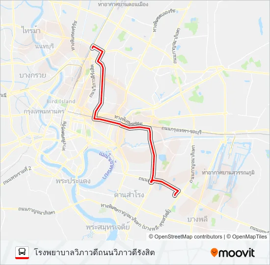 206 (ปอ.) (AC) Bus Line Map