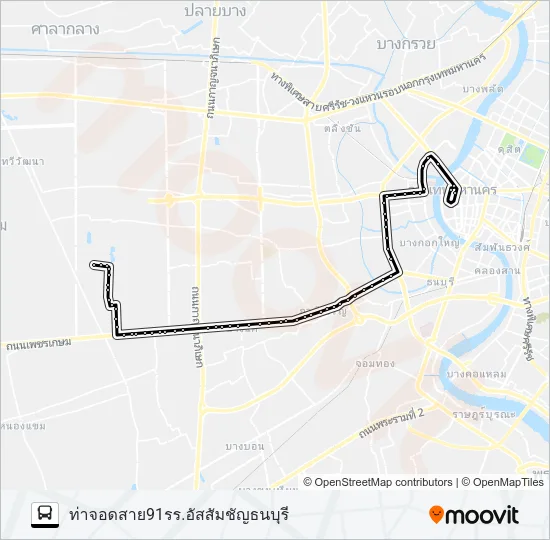 91 (ปอ.) (AC) Bus Line Map