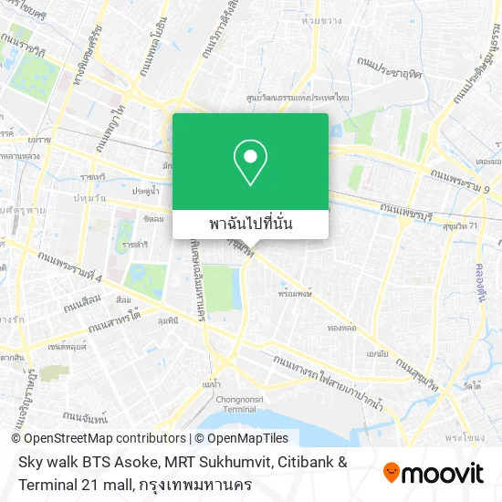 Sky walk BTS Asoke, MRT Sukhumvit, Citibank & Terminal 21 mall แผนที่