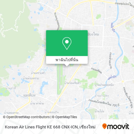 Korean Air Lines Flight KE 668 CNX-ICN แผนที่