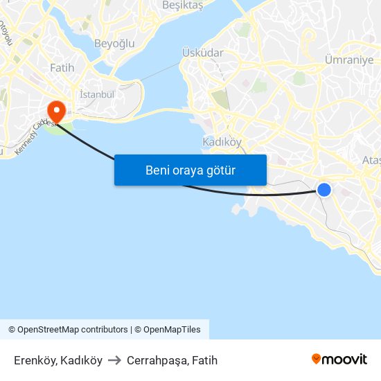 Erenköy, Kadıköy to Cerrahpaşa, Fatih map