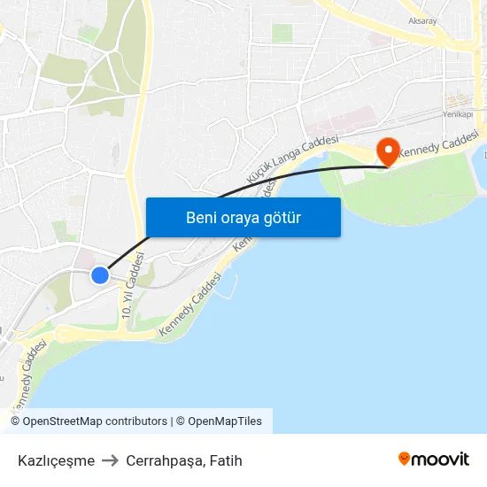 Kazlıçeşme to Cerrahpaşa, Fatih map