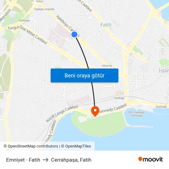 Emniyet - Fatih to Cerrahpaşa, Fatih map