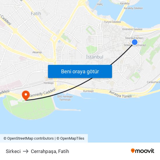 Sirkeci to Cerrahpaşa, Fatih map