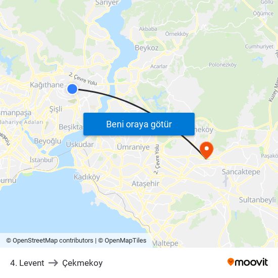 4. Levent to Çekmekoy map