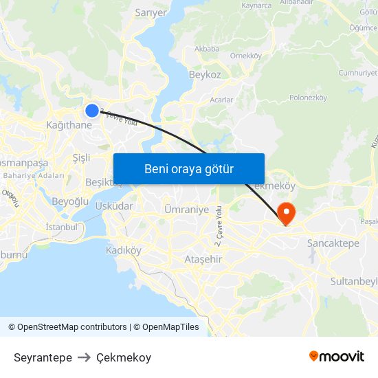 Seyrantepe to Çekmekoy map