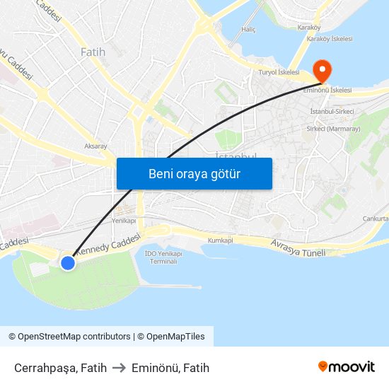 Cerrahpaşa, Fatih to Eminönü, Fatih map
