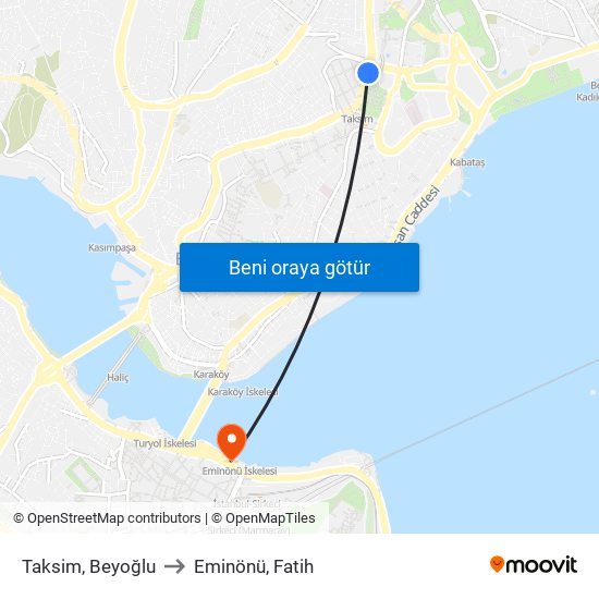 Taksim, Beyoğlu to Taksim, Beyoğlu map