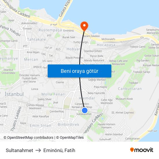 Sultanahmet to Eminönü, Fatih map