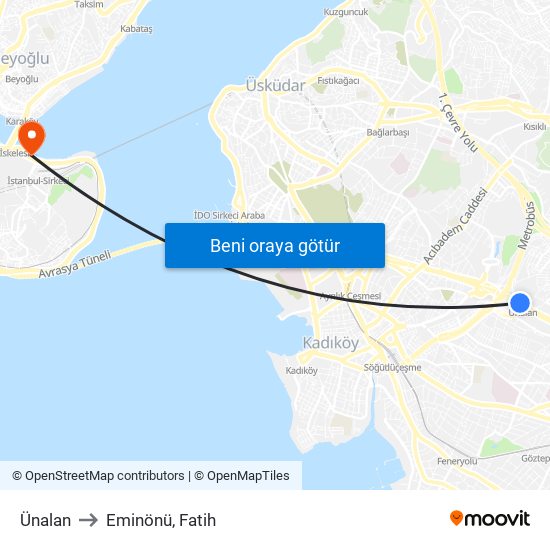 Ünalan to Eminönü, Fatih map