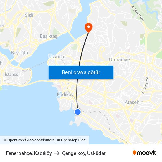 Fenerbahçe, Kadıköy to Çengelköy, Üsküdar map