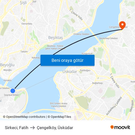 Sirkeci, Fatih to Çengelköy, Üsküdar map