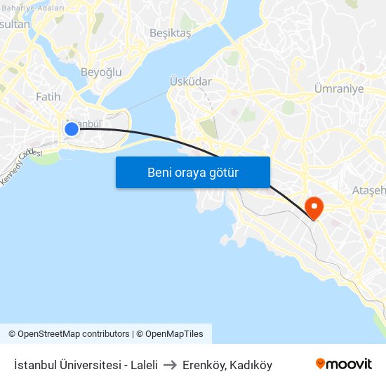 İstanbul Üniversitesi - Laleli to Erenköy, Kadıköy map