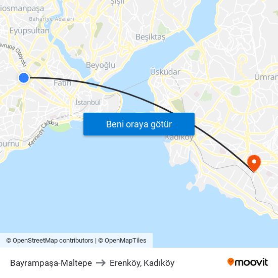 Bayrampaşa-Maltepe to Erenköy, Kadıköy map