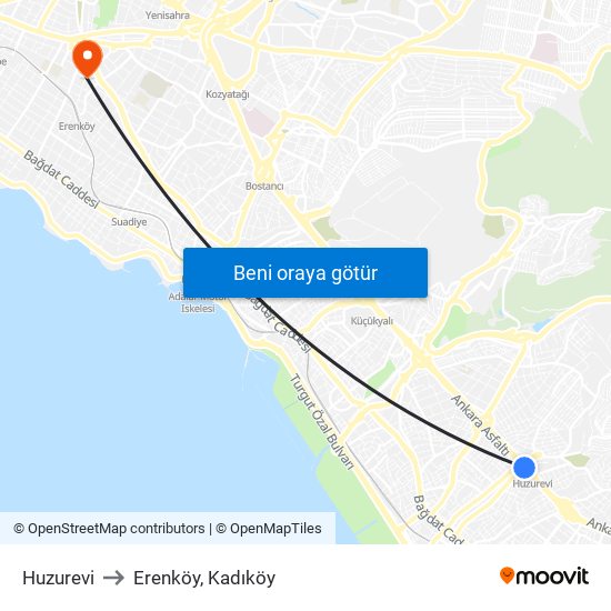 Huzurevi to Erenköy, Kadıköy map