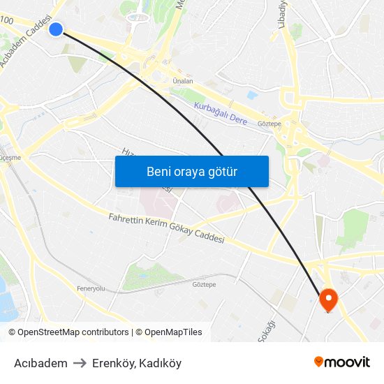 Acıbadem to Erenköy, Kadıköy map