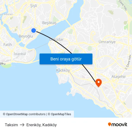 Taksim to Erenköy, Kadıköy map