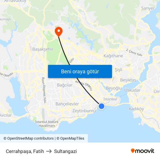 Cerrahpaşa, Fatih to Sultangazi map