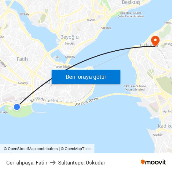 Cerrahpaşa, Fatih to Sultantepe, Üsküdar map