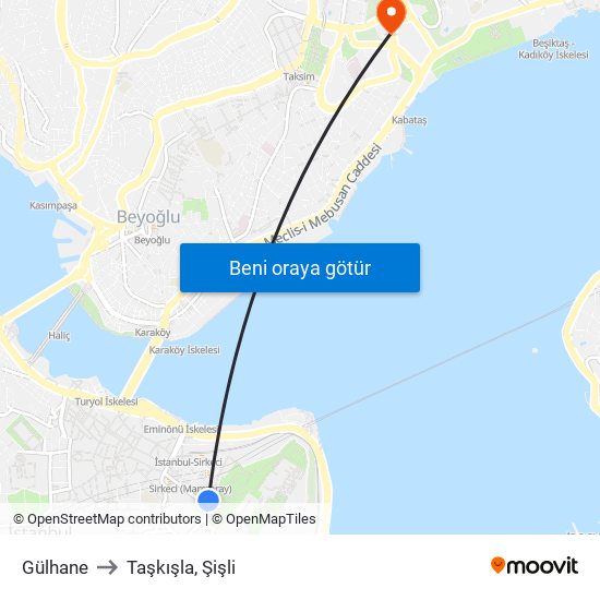 Gülhane to Taşkışla, Şişli map