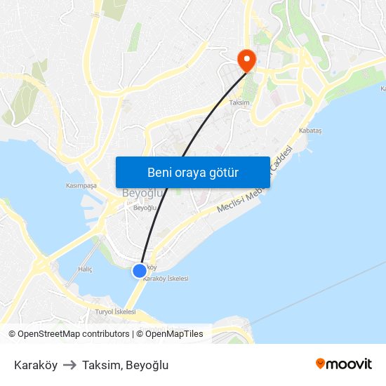 Karaköy to Taksim, Beyoğlu map