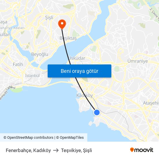 Fenerbahçe, Kadıköy to Fenerbahçe, Kadıköy map