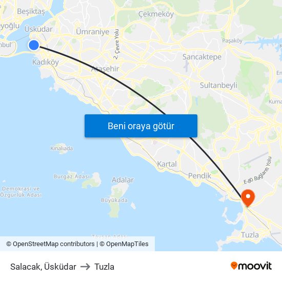 Salacak, Üsküdar to Tuzla map