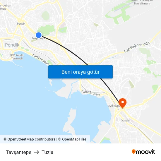 Tavşantepe to Tuzla map