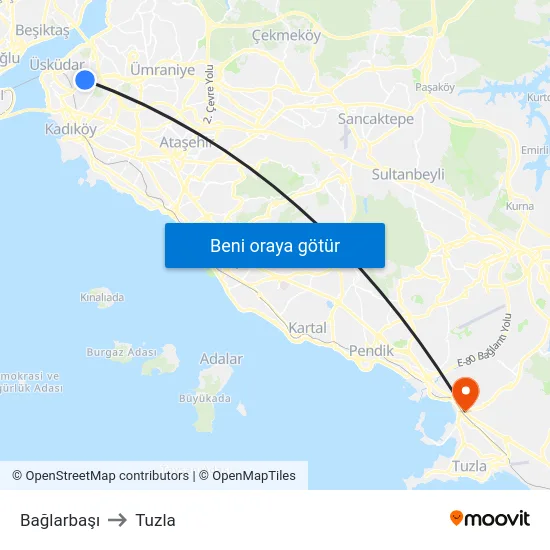 Bağlarbaşı to Tuzla map