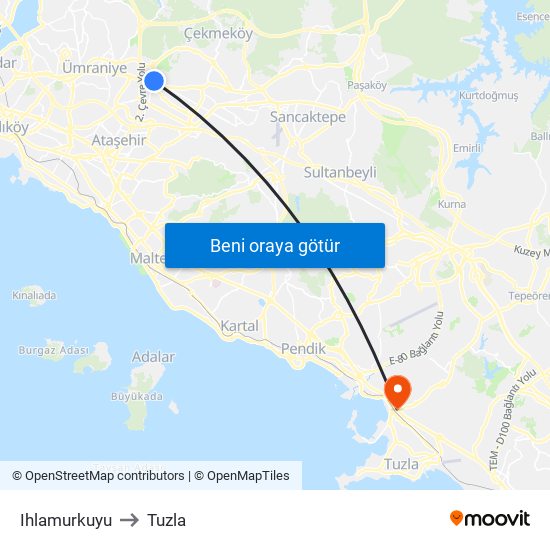 Ihlamurkuyu to Tuzla map