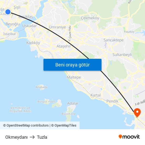 Okmeydanı to Tuzla map
