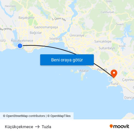 Küçükçekmece to Tuzla map