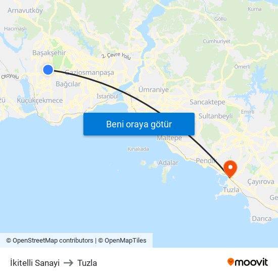 İkitelli Sanayi to Tuzla map