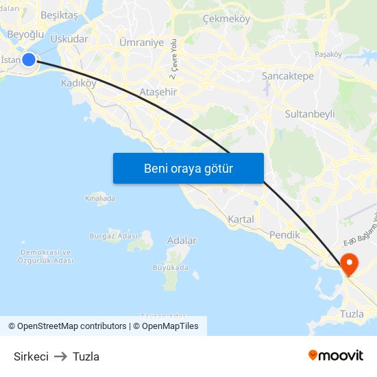 Sirkeci to Tuzla map