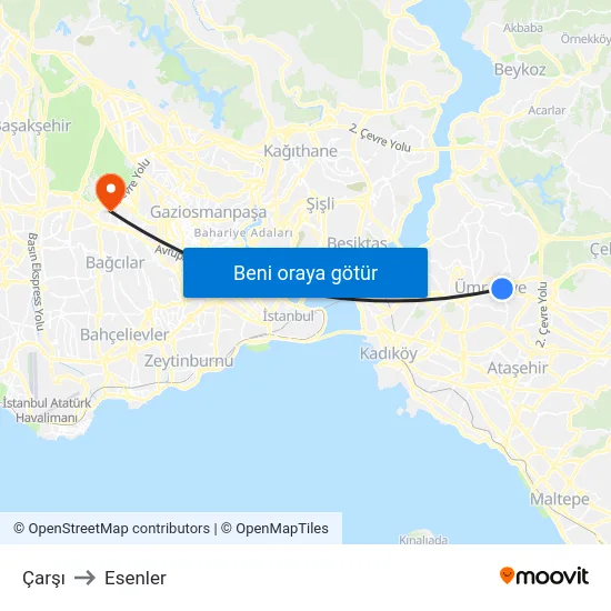 Çarşı to Esenler map