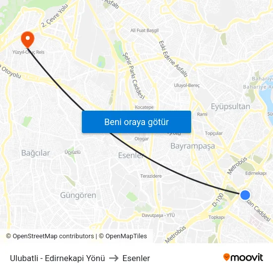 Ulubatli - Edirnekapi Yönü to Esenler map