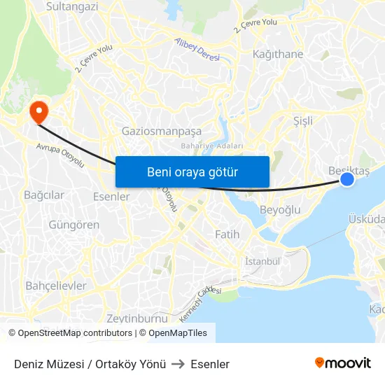 Deniz Müzesi / Ortaköy Yönü to Esenler map