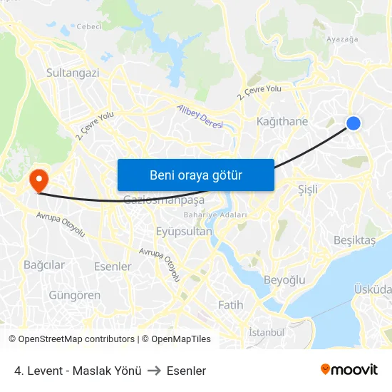 4. Levent - Maslak Yönü to Esenler map