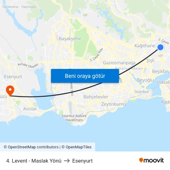 4. Levent - Maslak Yönü to Esenyurt map
