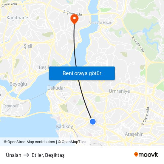 Ünalan to Etiler, Beşiktaş map