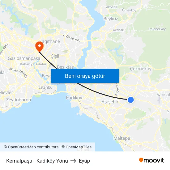 Kemalpaşa - Kadıköy Yönü to Eyüp map